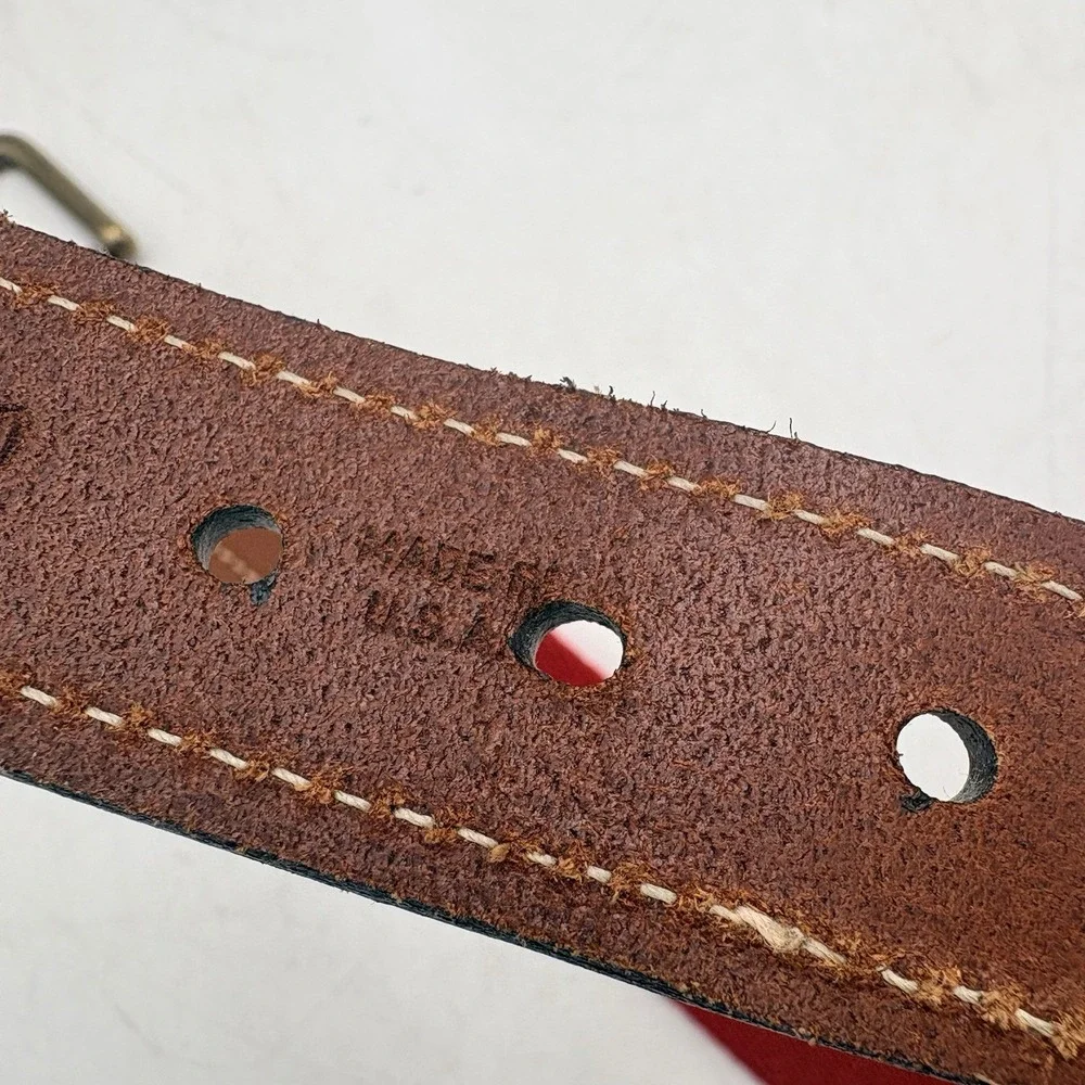 Vintage Tommy Hilfiger Leather Canvas 2-Tone Belt Blue Red USA Mens 32 Surplus
